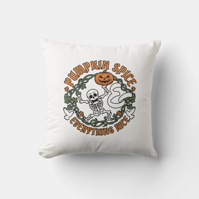 Coussin Tout Citrouille Épice Nice Halloween Squelette V (Recto)