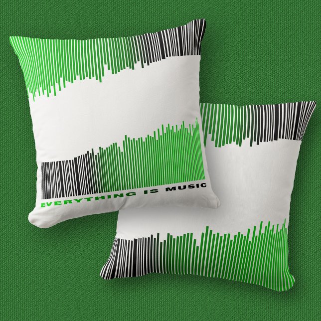 Coussin Tout est Musique Texte Chanson Lecteur Vert Barcod (Créateur téléchargé)