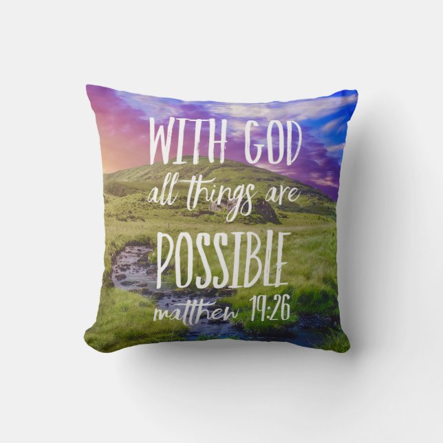Coussin Tout est possible Bible Verse Christian (Recto)