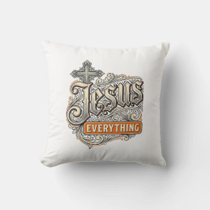 Coussin Tout Jésus Vintage Typographie Chrétienne Design
