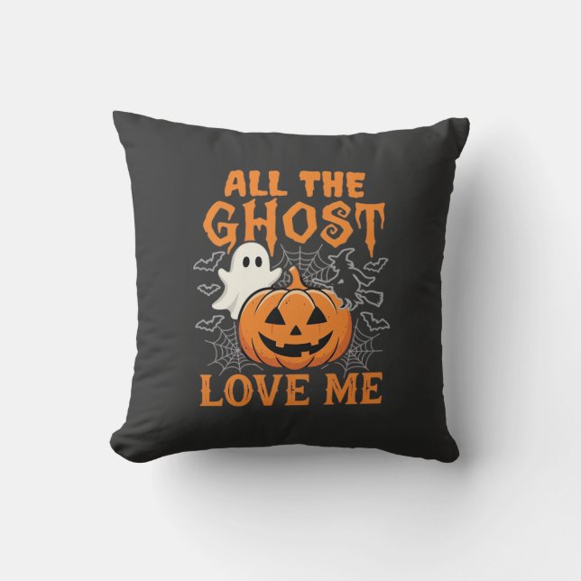 Coussin Tout les fantômes m'aiment Halloween Design_1 (Recto)