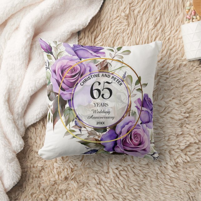 Coussin Tout mariage cadre or rose violet anniversaire (Couverture)