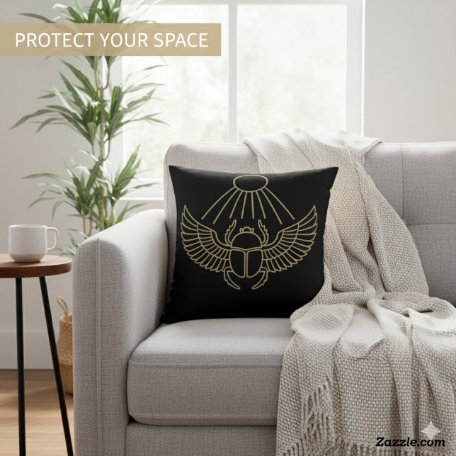 Coussin Tout puissant Scarab Golden Guardian Art égyptien (Créateur téléchargé)
