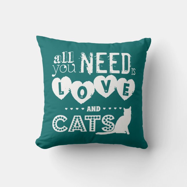 Coussin Tout que vous avez besoin est amour et chats (Recto)