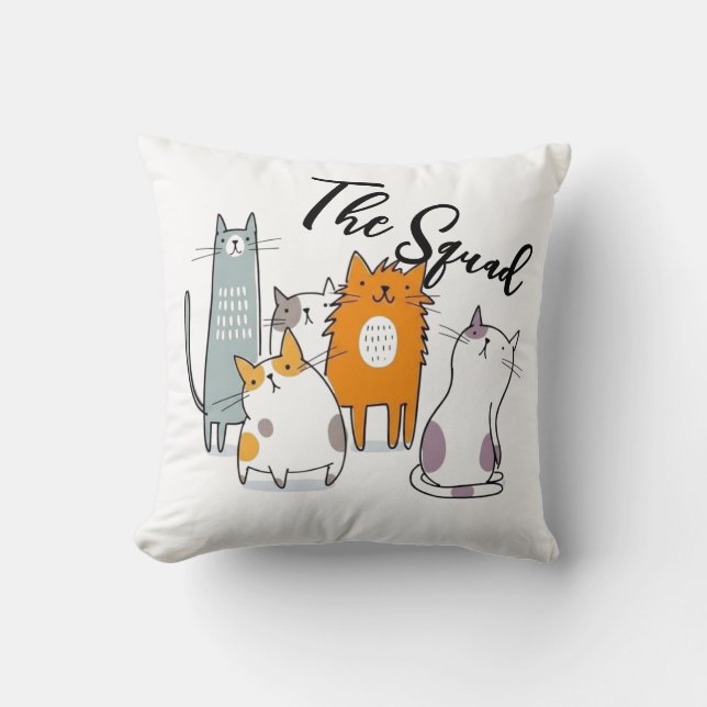 Coussin Toute l'équipe est drôle, la bande de chats (Recto)