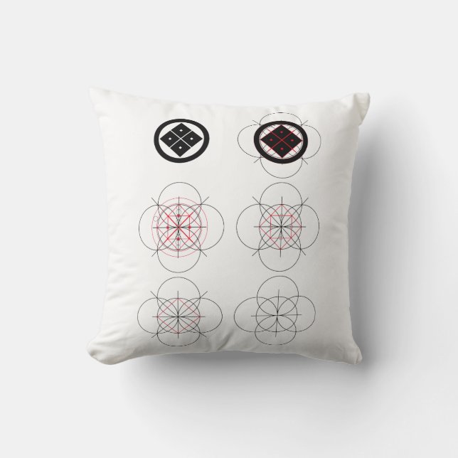 Coussin Tracé d'un cercle avec quatre pointes aux coins ar (Recto)