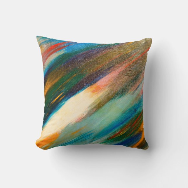 Coussin Tracées d'aquarelle multicolores longues en diagon (Recto)
