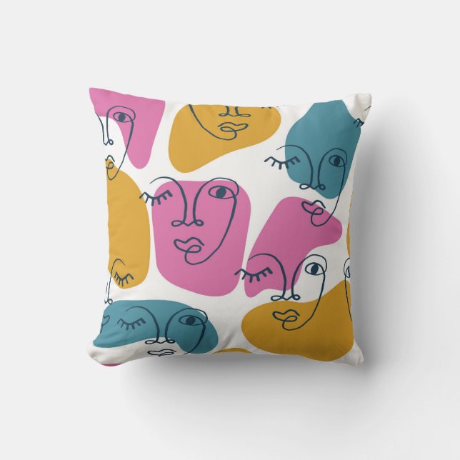 Coussin Traces Abstraites avec formes colorées (Recto)