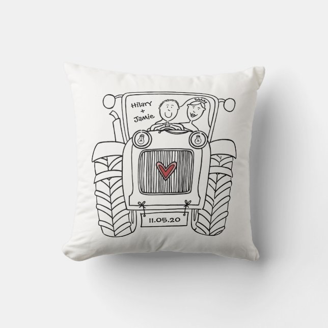 Coussin Tracteur personnalisé Pays ferme Mariage Cushion (Recto)