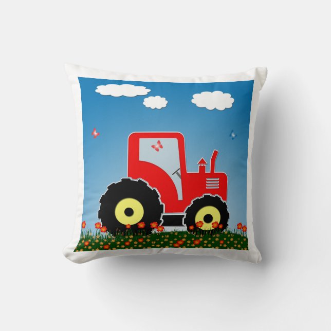 Coussin Tracteur rouge de jouet (Recto)