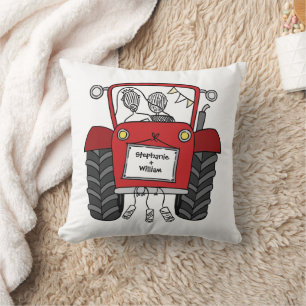 Coussin Tracteur rouge Mariage campagnard personnalisé