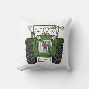 Coussin Tracteur vert personnalisé Mariage de ferme