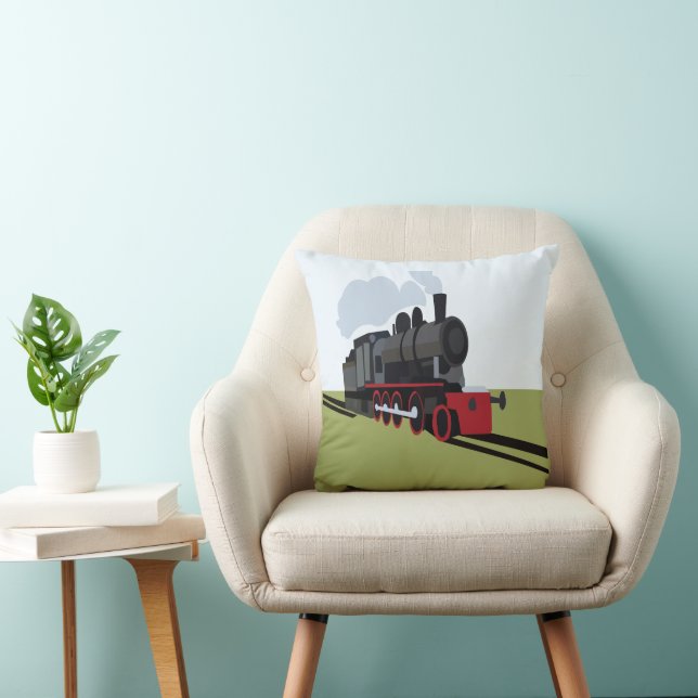 Coussin Train à vapeur sur voie ferrée (Chaise)