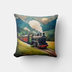 Coussin Train à vapeur vintage