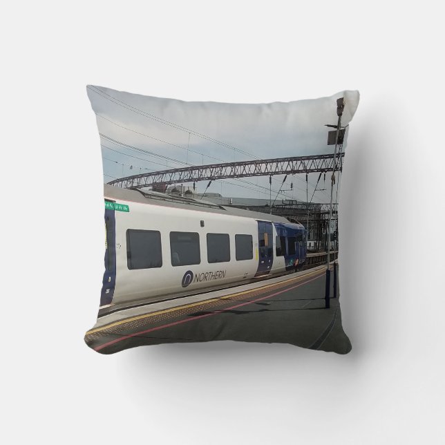 Coussin Train bleu et blanc (Recto)