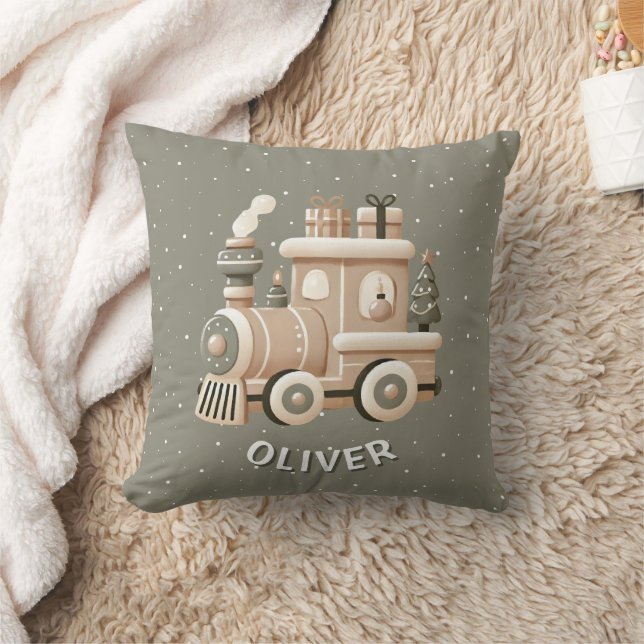 Coussin Train de Noël personnalisé pour enfants  (Couverture)