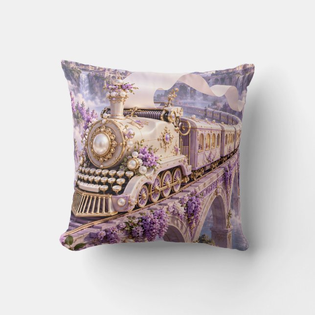 Coussin Train Fantastique de la Machine à Écrire de Perle  (Recto)