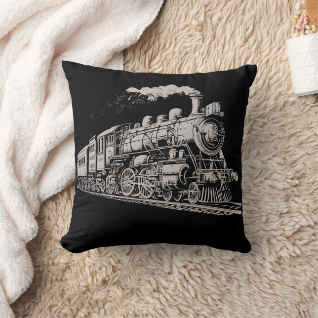Coussin Train Vintage Graphisme Croquis Retro Steam (Couverture)