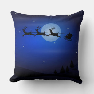 Coussin Traîneau du Père Noël Noël Pillows bleu minuit