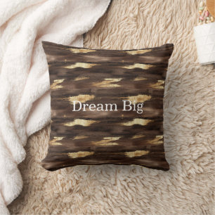 Coussin Traînées Abstraites Dorées Brun Chaud