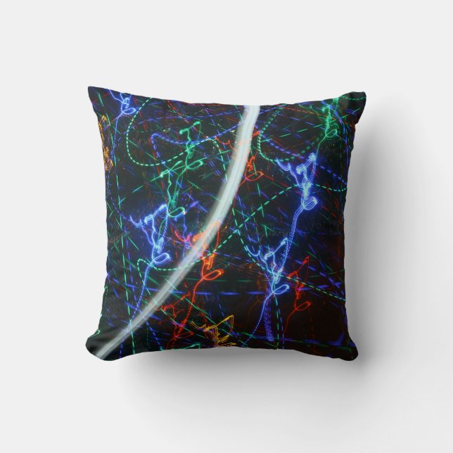 Coussin Traînées de lumière néon Photographie abstraite. C (Recto)