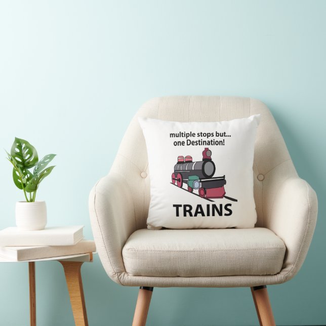 Coussin Trains multiples arrêts mais une destination Train (Chaise)