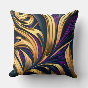 Coussin Traits abstraits gras en violet or