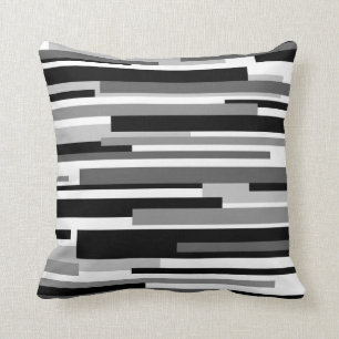Coussin Traits horizontaux de noir, blancs et gris