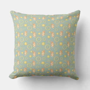 Coussin tranche de citron et motif de chat