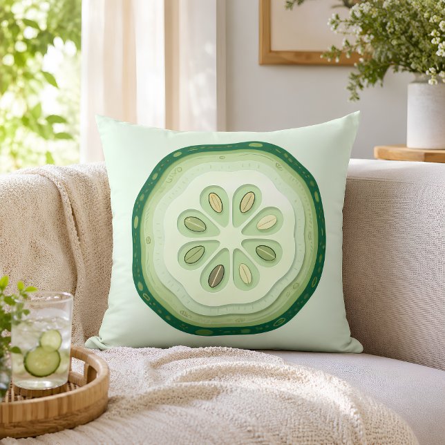 Coussin Tranche de concombre  (Cucumber Throw Pillow)