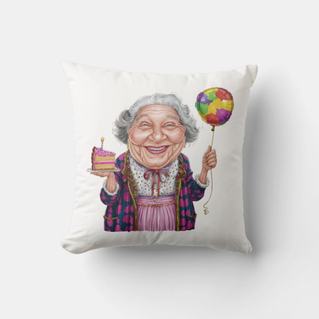 Coussin Tranche de gâteau d'anniversaire humoristique de N (Recto)