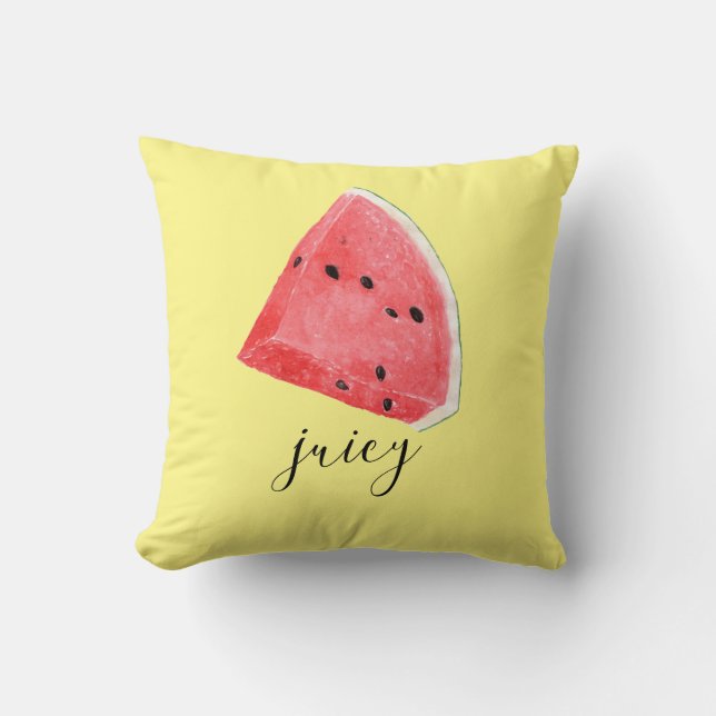 Coussin Tranche de pastèque juteuse à l'aquarelle  (Recto)