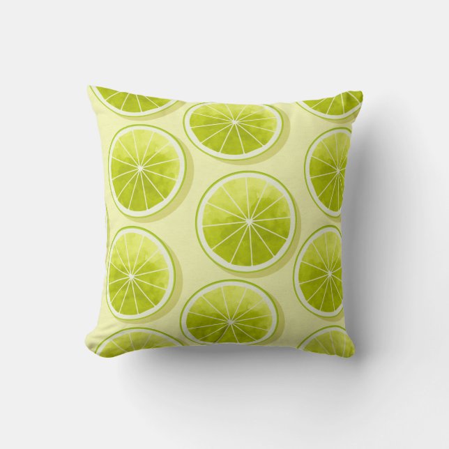 Coussin Tranches de chaux sur Jaune clair (Recto)
