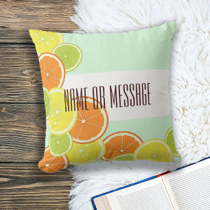 Coussin Tranches de fruits d'agrumes colorés et modernes d