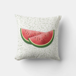 Coussin Tranches de fruits d'été de pastèque et points ver