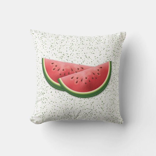 Coussin Tranches de fruits d'été de pastèque et points ver (Recto)