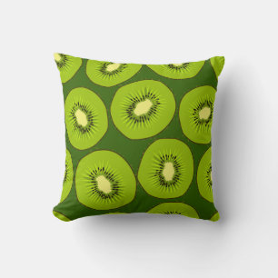 Coussin Tranches de fruits Kiwi : vert foncé.