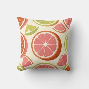 Coussin Tranches de pamplemousse orange citron vert vibran