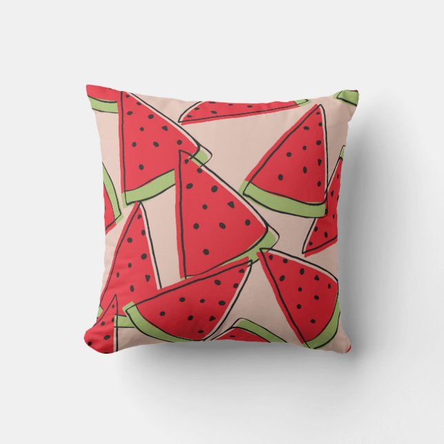 Coussin tranches de pastèque avec arrière - plan rose sans (Recto)