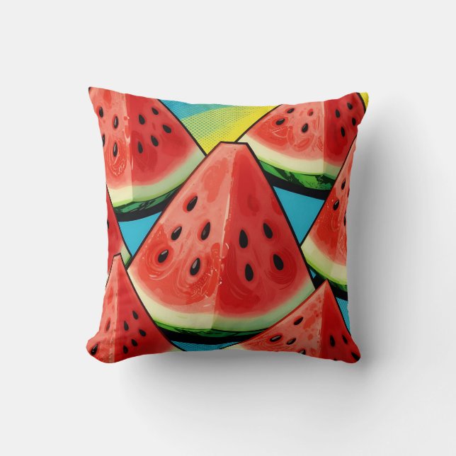 Coussin Tranches de pastèque vibrantes Pop Art (Recto)
