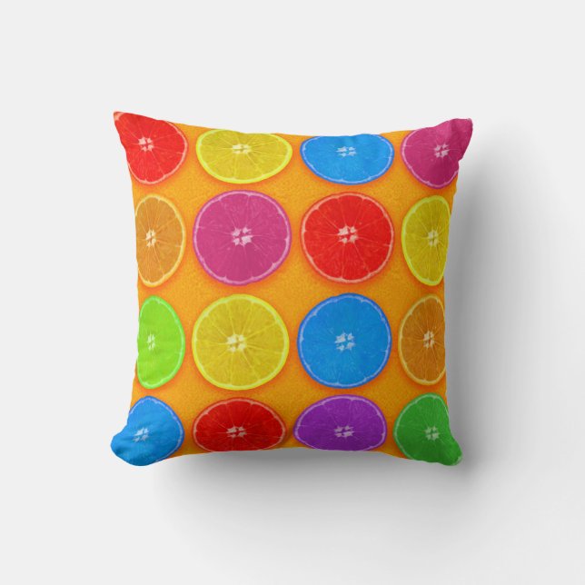 Coussin Tranches d'orange fraîches et colorées (Recto)
