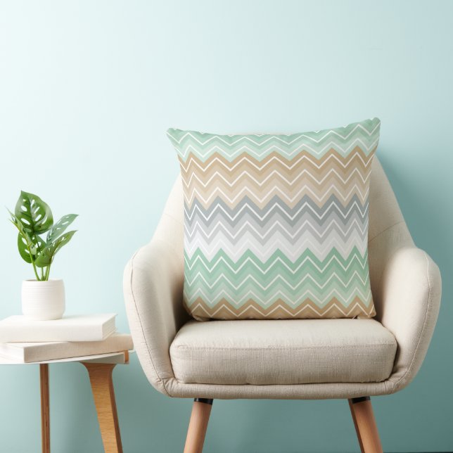 Coussin Tranquille Mint Chevron Zigzag Motif (Chaise)