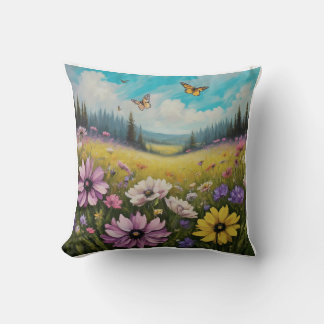 Coussin Tranquille strie de prairie sous-sol Papillons et 