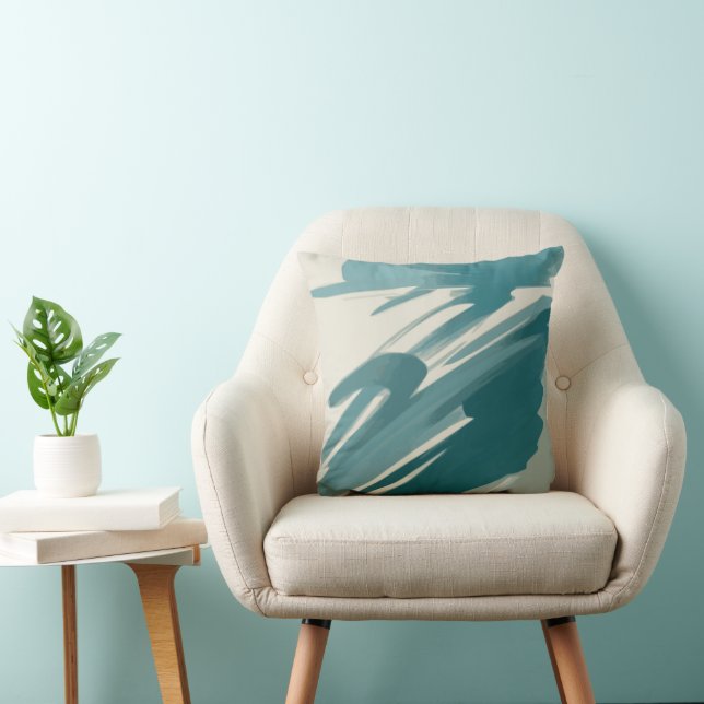Coussin Tranquille Turquoise Abstrait (Chaise)