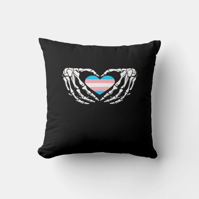 Coussin Trans Pride Skeleton Halloween Transgenre Goth He (Recto)
