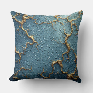 Coussin Transformation Abstraite Inspirée du Kintsugi Doré