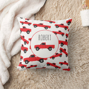 Coussin Transport de camions pick-up rouges Nom de garçons
