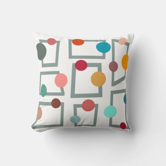 Coussin Trapézoïdes et cercles modernes du milieu du siècl (Recto)