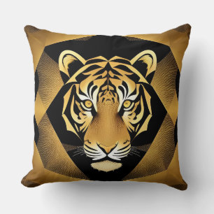 Coussin Travail d'art du tigre ornemental doré