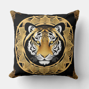 Coussin Travail d'art du tigre ornemental doré